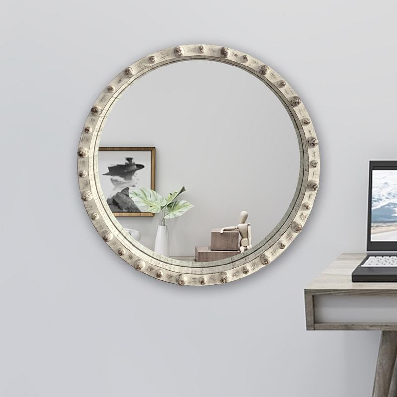 Shabby White Chic Round Mirror